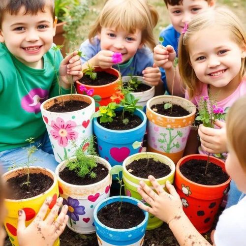 Childern Pot Planting