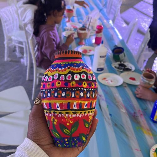 Clay port painting Lamp