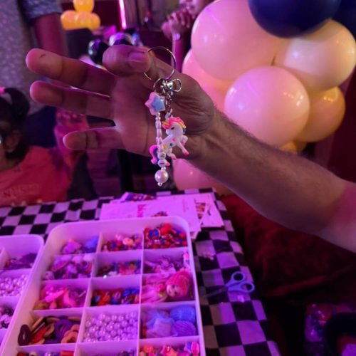 Keychian making and in hand