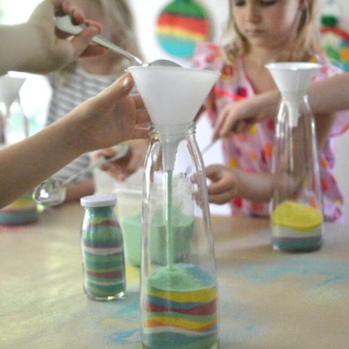 bottles filling sand art
